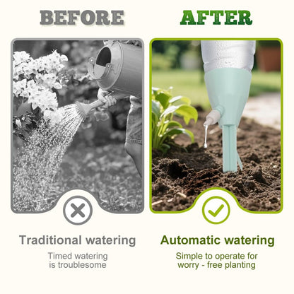 Runsgo Self Watering Spikes, Slow Release Automatic Plant Waterer with Adjustable Valve, Vacation Watering Devices for Indoor Outdoor Plants Garden (6, Green)
