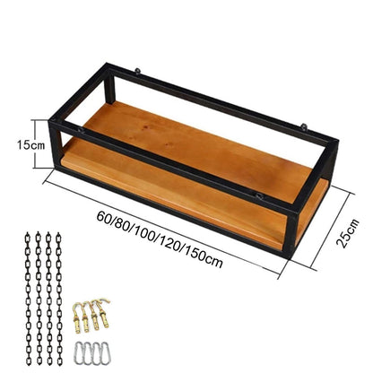 Hanging Flower Pot Display Rack - Adjustable Ceiling Stand for Plants, Wooden & Metal Frame Railing Shelf, Perfect for Bar, Patio, Garden, Balcony (Size: 60x25x15)