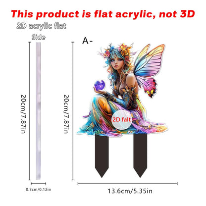 YUEYINGMG Garden Decor, Acrylic 2D Stake, Pot Plants Garden Yard Lawn Outdoor Fairy Statue Ornaments, Fairy Garden Accessories Decoration (Style A)