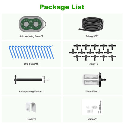 Automatic Plant Waterer Indoor Self Watering System for Pot Plant,Battery Powered Outdoor IPX5 Waterproof Auto Drip Irrigation Kit Beginner-Friendly Water 15 Plants