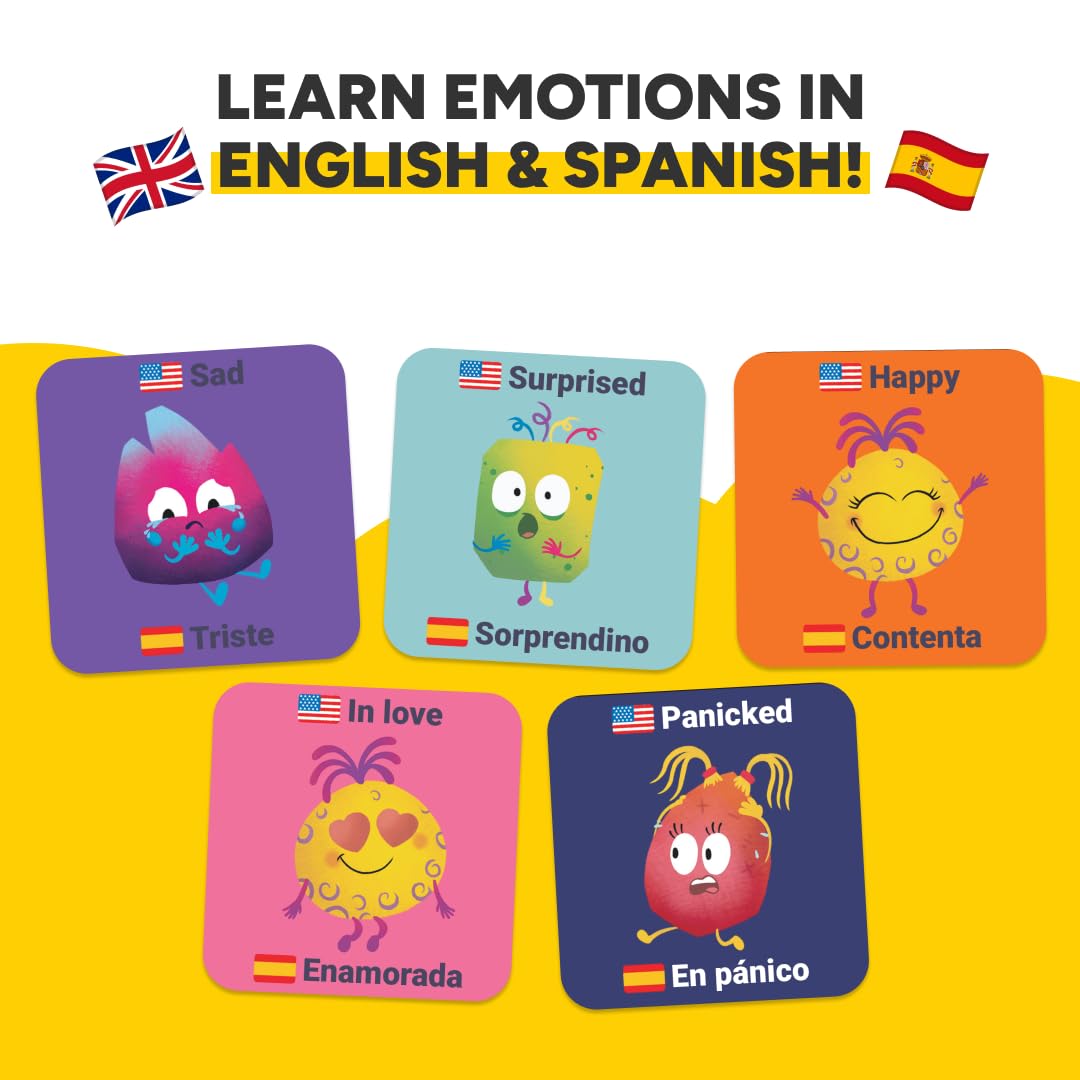 Kidrox Emotions Matching Game – Bilingual Memory Card Game in English & Spanish for Kids Ages 3+ | Learn & Mimic Emotions with Kidrox Squad | Premium Magnetic Box | 40 Tiles