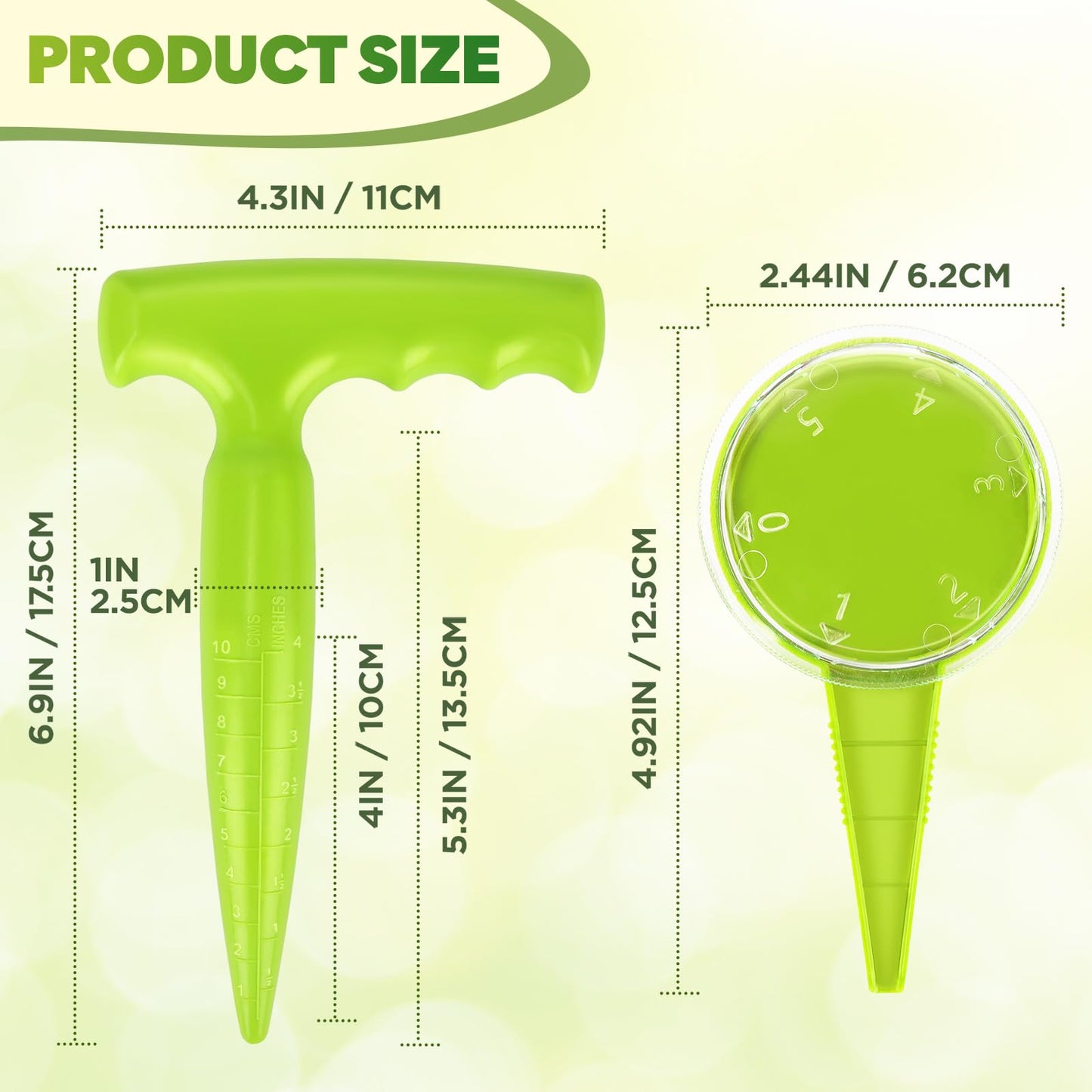 Milifox Seed Planter Tool, 6.9" Dibber Garden Tool, Plastic Dibbler Tools for Planting, Seed Dispenser, Bulb Digger Garden Planter for Sowing Seeds, Bulbs, Digging (Light Green 2pcs)