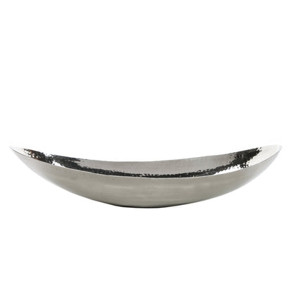 Hosley Hammered Stainless Steel Oval Bowl – 13.5” Decorative Centerpiece for Candles, Orbs, Potpourri & Table Styling | Modern Home & Event Décor