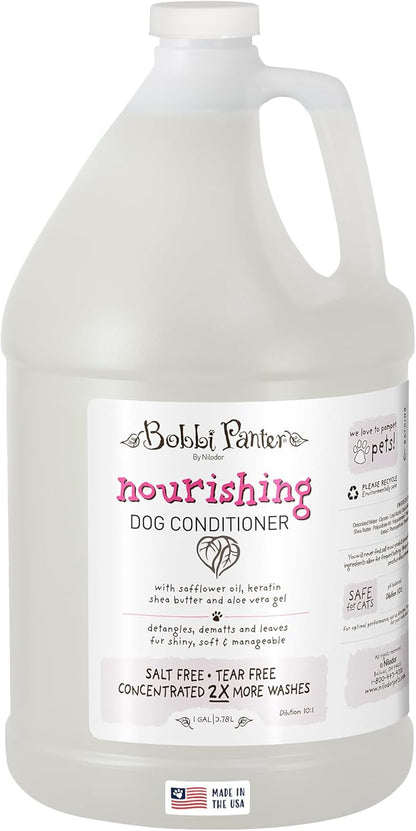 Bobbi Panter Nourishing Dog Conditioner Safflower Oil, Keratin, Shea Butter & Aloe Vera – Detangling Natural Formula for Soft, Smooth & Manageable Coat, 10:1 Concentrate, 1 Gallon (Case of 4)