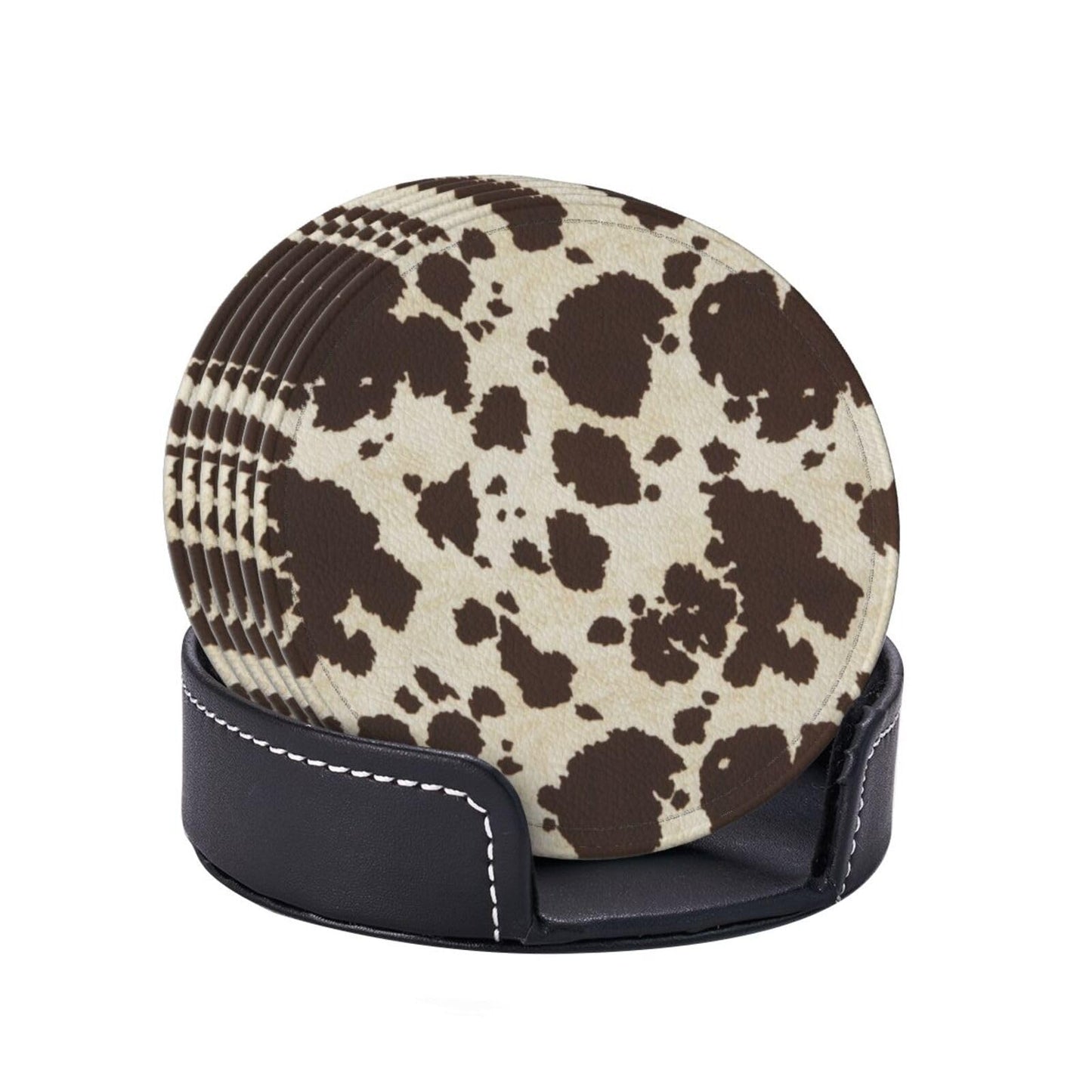 6 Pack Cute Cow Print Coasters, 4 inch Cow Print Coasters with Holders, Cute Cow Coasters for Women Men