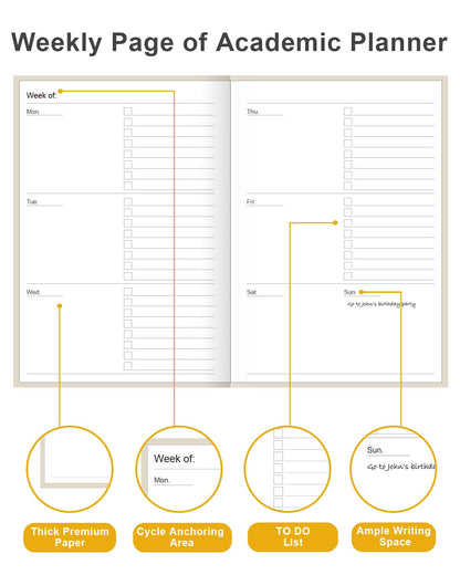Academic Planner for 2026-2027 or Anytime – 5.8" x 8.5" Undated Weekly Student Planner For Homeschool, High School, College & Nursing Students, 200 Pages, Beige