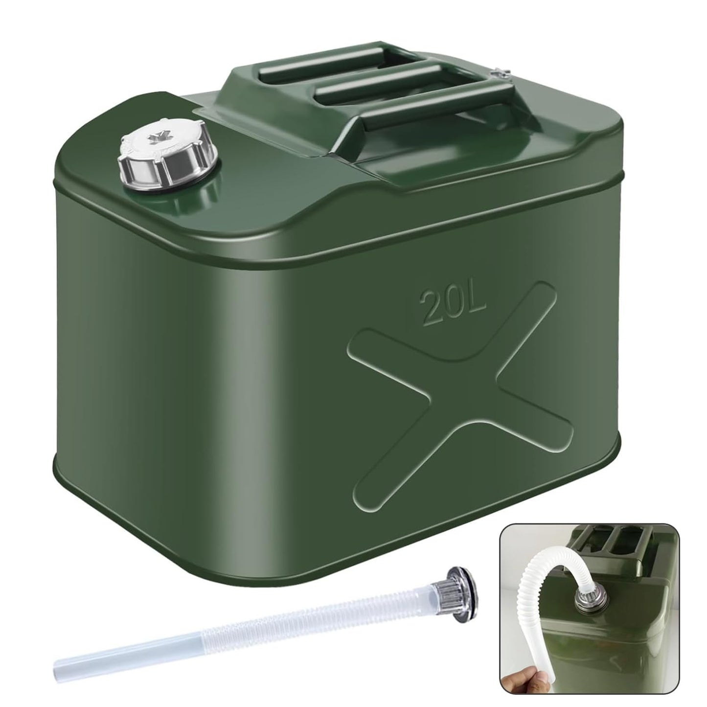 5 Gallon Metal Watering Can, Water Can with Removable Spout Square Design, Watering Can for Garden Flower Plants, Water Container Camping (20L）