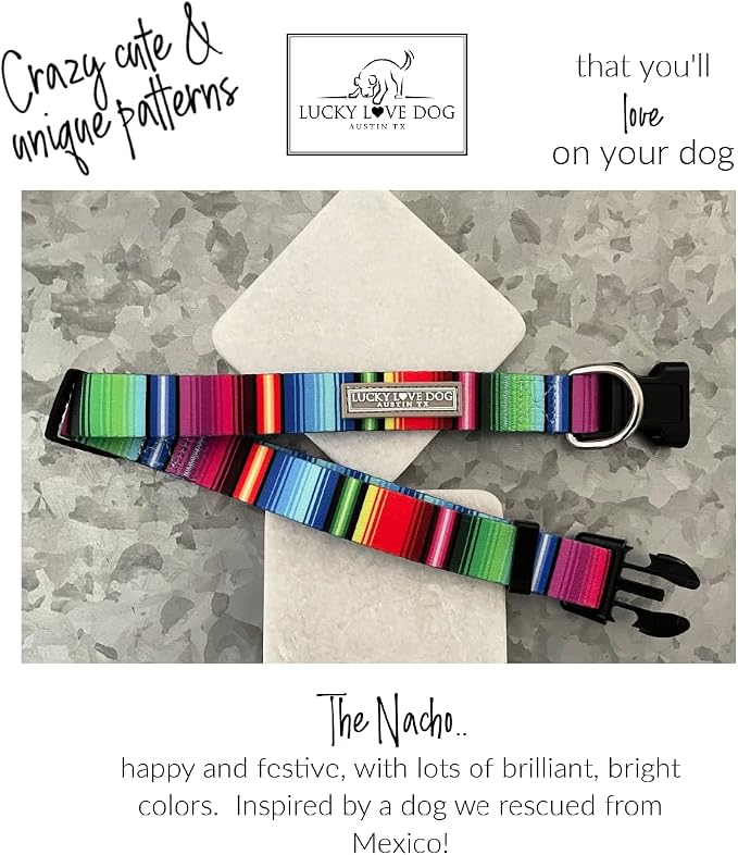 Lucky Love Dog - Adjustable Dog Collar with Easy Click Buckle for Large Dogs, Durable, & Comfortable for Male & Female Dogs, Pet Collar for Puppies & Adult Ones - Nacho, Large