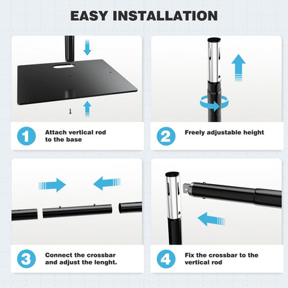 Gsskny Pipe and Drape Backdrop Stand, 10x10ft Heavy Duty Backdrop Stand with Metal Base, Adjustable Height & Width, Black Background Holder for Wedding Photography Birthday Party Baby Shower Decor（Capacity of up to 25 lbs）