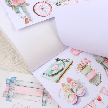 Dwpetzo Breezy Holiday Scenery Pre-Cut Journal Sticker Book for Women Journaling, Assorted Materials Paper PET Washi Stickers for Scrapbooking, Junk Journal Supplies, Planner, Collage, Crafts Arts