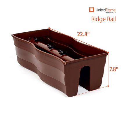 Ridge Rail Long Rectangular Flower Pot, Indoor/Outdoor Hanging Rail Planter Lightweight & Weatherproof Flower Box - Balcony Planters for Railing and Fence Patio, Deck 2 Pack (Brown)