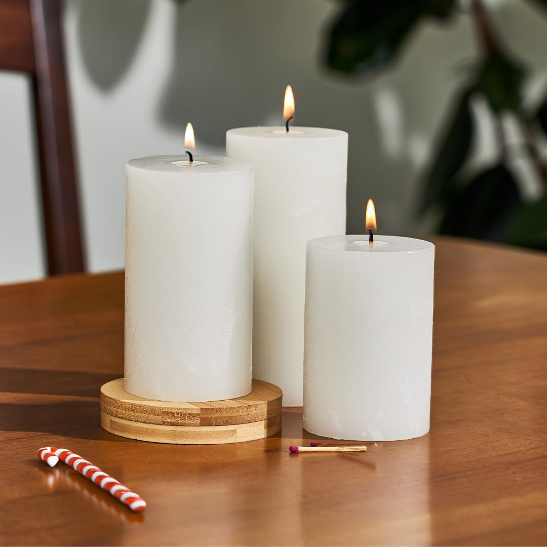Becky Home Peppermint Candle, Set of 3, 3x4, 3x5, 3x6 Scented Pillar Candles, Christmas, Holiday Home Accent, Candy Cane Aroma, Fresh Winter Scent, Seasonal Gift Candle for Men and Women