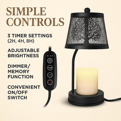 LUZZEN Farmhouse Candle Warmer Lamp Black – Large Flameless & Smokeless Candle Melter lamp with Timer & Adjustable Light,for Aromatic Candles – Zen & Meditation Decor, Lampara para Velas Aromaticas