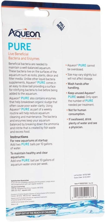 Aqueon 2 Pack of Pure Live Beneficial Bacteria and Enzymes for Aquariums, 12 Pack Each, Treats Up to 240 Gallons