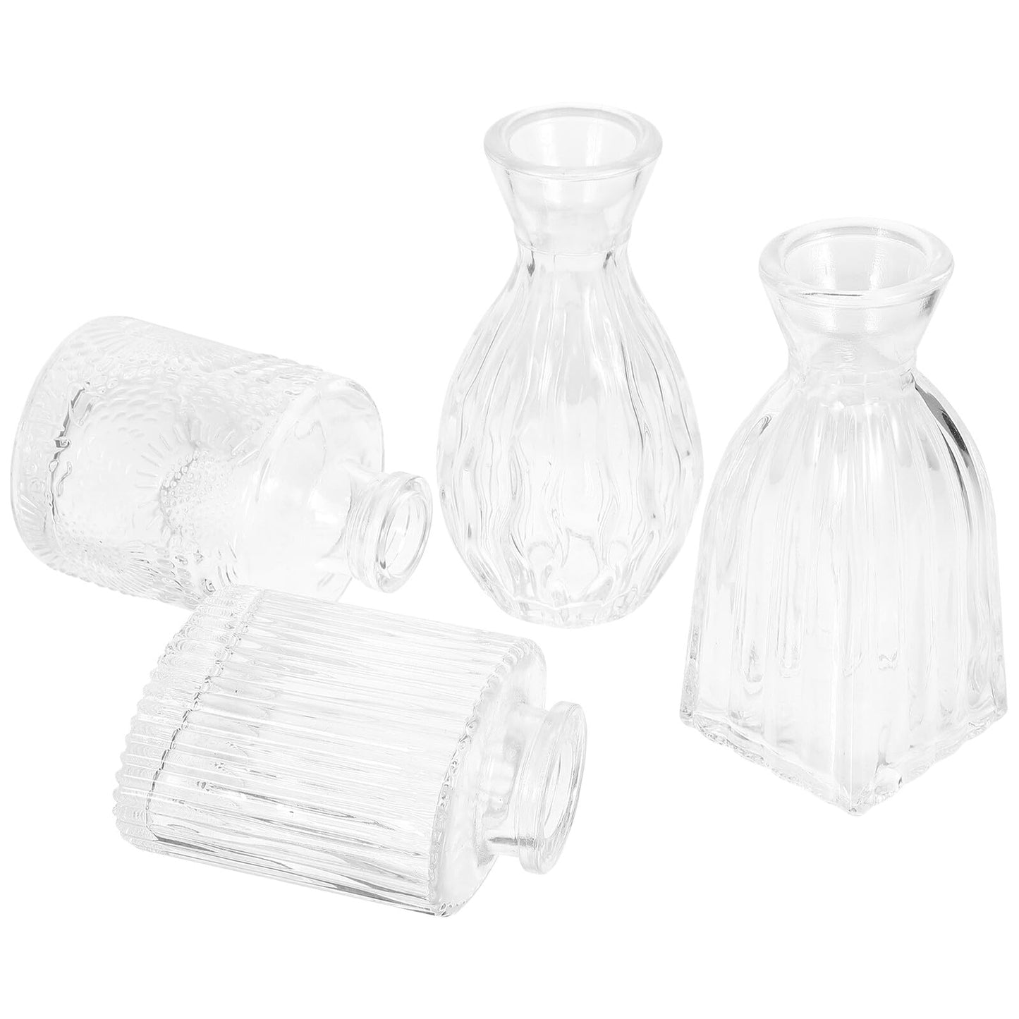Sewroro 4pcs Decorative Glass Vases Small Terrarium Flower Vases for Hydroponic Plants Desk Home Décor Minimalist Glass Flower Containers