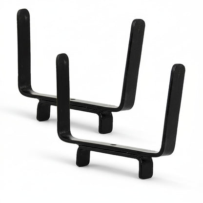 Oakestry Flower Box Deck Railing Brackets Pair Wrought Iron Black Powder Coated Heavy Duty Holder Outdoor Garden Patio Balcony Organizer Decorative Mount Accessory Fits 2 x 4 Inch Rail