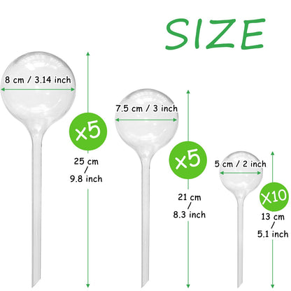 Jgalnim 20 PCS Clear Plant Watering Globes,Plastic Watering Bulbs,Self Watering Planter,Flower Automatic Watering Device for Plants Indoor,Outdoor,Flowerpot,Home Garden(Large,Medium,Small)