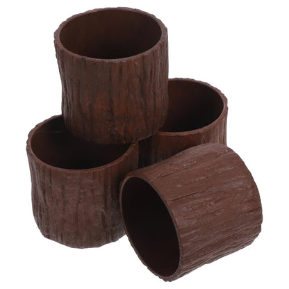 SHINEOFI 4pcs Mini Faux Wood Flower Pots Wooden Centerpieces for Tables Small Plastic Succulent Pots for Table Centerpiece Floral Boxes for Arrangements