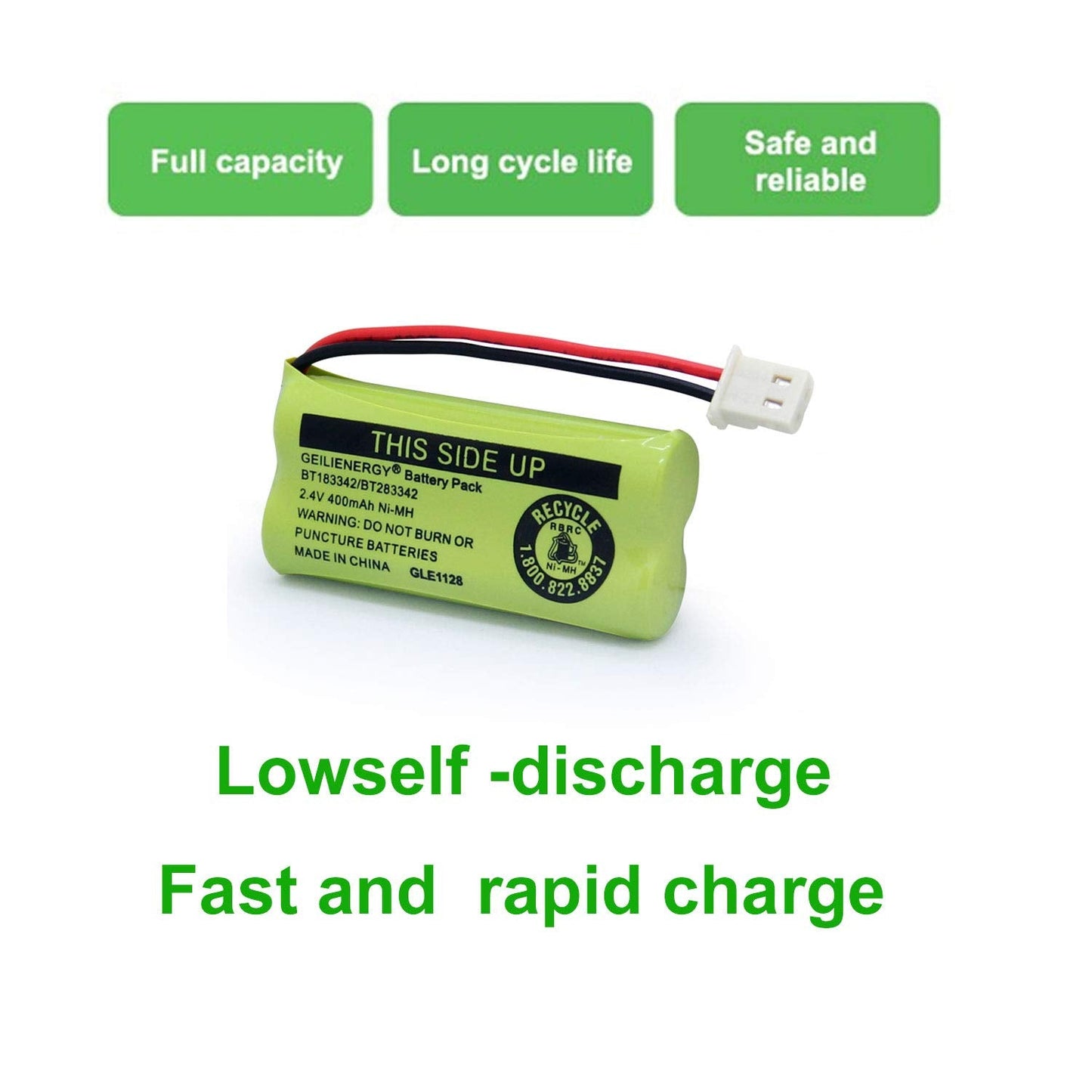 GEILIENERGY BT162342/BT262342 Battery Compatible for BT183342/BT283342 BT166342/BT266342 VTech CS6114 CS6419 CS6719 at&T EL52300 CL80111 Cordless Phone (Pack of 2)