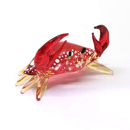 ZOOCRAFT Glass Crab Figurine Red Hand Blown Painted Art Miniature Coastal Style Gift Home Decoration,1.7 x 2.5 x 1.4 inches.