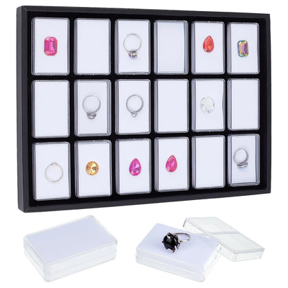 PH PandaHall Gemstone Display Case 18pcs 2.24"x1.46" Diamond Storage Box Gem Display Tray Small Jewelry Organizer Container Gem Jars with Sponge for Collectibles Rhinestone Crystal Beads Small Item