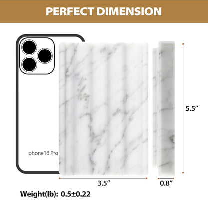 2PCS Koville Italian Natural Marble Soap Dish for Shower, Stone Soap Tray for Bathroom, Bar Soap Holder for Sink, Stripe Grooves Saver Keep Bars Dry Easy Clean (Bianco Carrara)