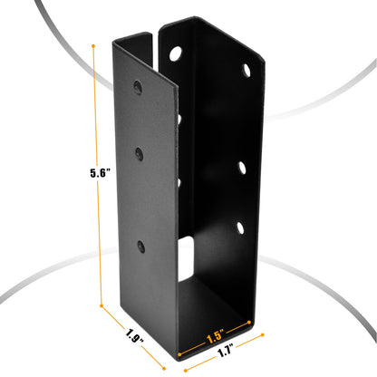 4 Pcs Upgraded Concealed Beam Hangers, 2"x6" Outdoor Concealed Flange, Q235B Steel Frame Bracket, Railing Bracket for Beam, Swing, Handrail, Fence 2"x6" (Black)