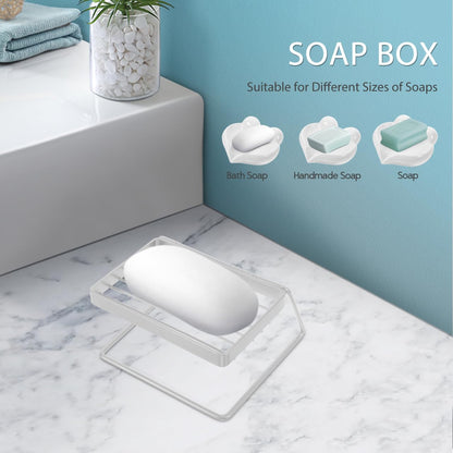 SEWACC Stainless Steel Soap Dish with Self Draining Tray Shower Soap Holder for Bathroom and Kitchen Bar Storage Box 4.64X4.25X2.55In