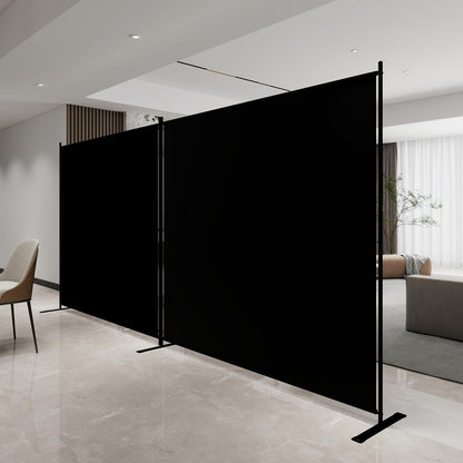 T&Jero 2-Panel Folding Room Divider, 6ft Tall Portable Privacy Screen Wall for Home and Office, Modern Freestanding Partition Separator for Bedroom, Studio, 142" Wide x 71" High, Black