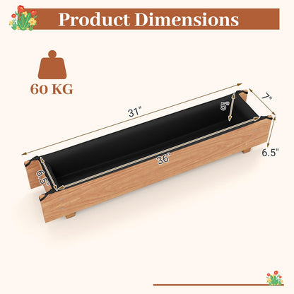 HAPPYGRILL Wooden Raised Garden Bed, Solid Wood Gardening Plant Container w/Drainage Holes for Flower Vegetable Fruit, Outdoor Elevated Planter Box for Patio Garden Yard Balcony (25”x 16”x 15”)