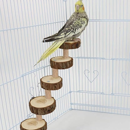 Tiiyee Wooden Hamster Ladder, Bird Parrot Ladder Perch Wood Climbing Bridge Parakeet Cage Toy Ramps Exercise Stands Activity Platform Playground Accessories for Small Animals Gerbil Mice Mouse Rat
