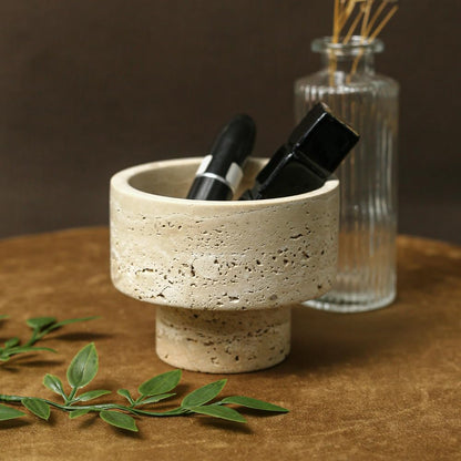 Elegant Italian Travertine Tealight Holders, Luxurious Votive Candle Holders for Home Decor, Natural Stone Pillar Candle Holder for Table Centerpieces, Elegant Wedding Dinner Party Table Decor