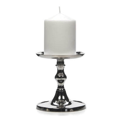 Hosley Aluminum Metal Decorative Pillar Candle Holder Silver Finish for Candles or Display, 5Inch High - Ideal for Weddings, Parties, Events, Home Decor, Gifts, Elegant
