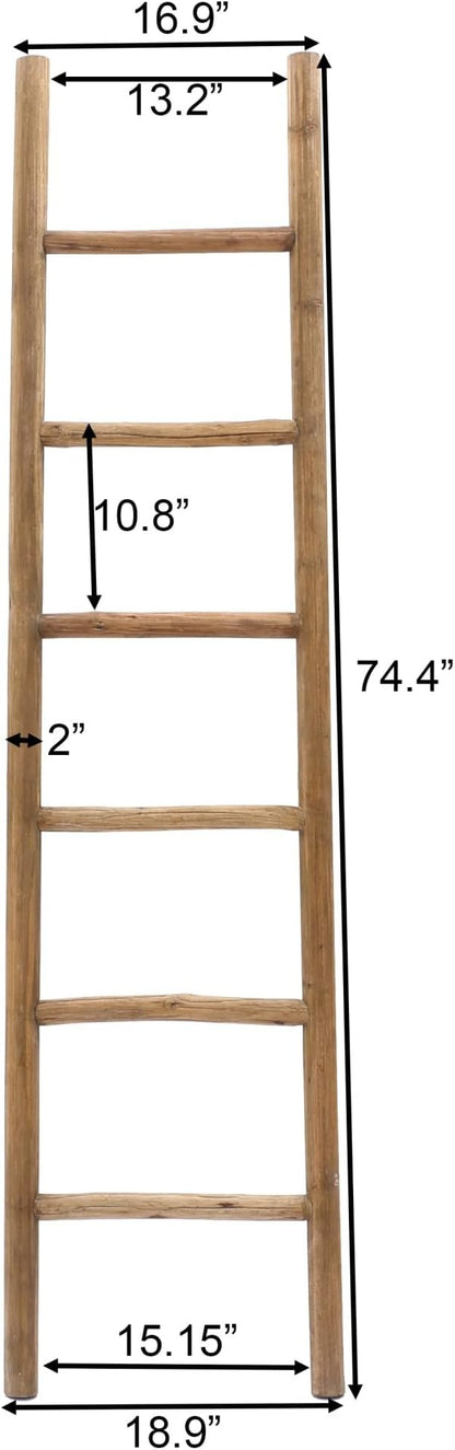 LuxenHome Rustic Blanket Ladder, 6ft Fir Wood Blanket Ladders, Farmhouse Towel Holder Decorative Blankets Ladder for Living Room, Bathroom Home Decor