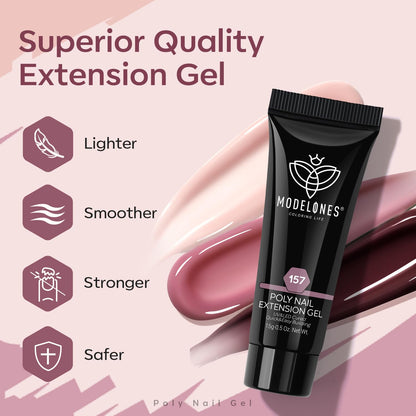 modelones Poly Gel Nail Kit 6 Colors with 8 W Nail Lamp Extension Gel Kit Jelly Milky White Pink Nude Complete Tools Beginner Thickening Solutions DIY at Home for Women