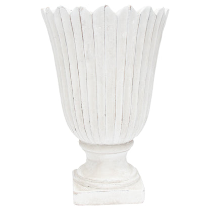 Boston International Cement Urn-Style Planter Indoor Outdoor Plant Pot Container, Large, Scalloped