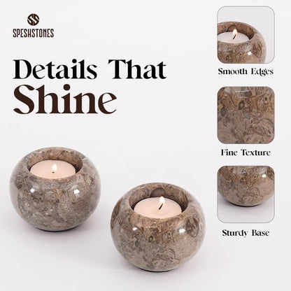 SPESHSTONES Marble Tealight Candle Holder 3 Inch Mini Votive Candle Holders for Table Centerpieces, Room Decor- Decorative Candles Holders for Wedding Gifts