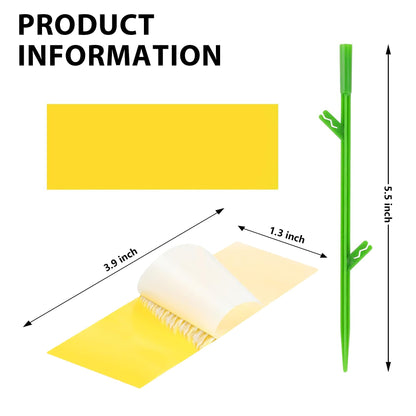 60PCS Yellow Sticky Traps for Plant Gnats Fungus Gnat Traps for House Indoor Fruit Fly Traps for Indoor/Outdoor Catcher for Whiteflies Mosquitoes Thrips Aphids... Stake Holders Included Dual-Sided
