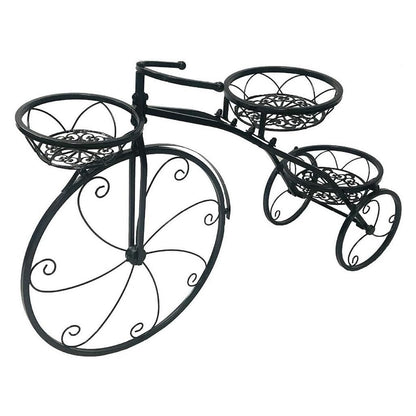 Wrought Iron Bicycle Home Garden Decor Iron Plant StandPlant Flower Pot Stand Flower Stand 3 Tiered Small Bicycle Display Rack Stand Holds for Garden Patio White