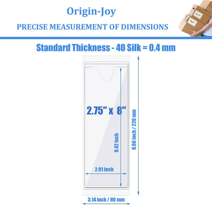 Origin-Joy 60 PCS Self Adhesive Index Card Pockets with Top Open, Clear Plastic Label Holder for Cards of Note, Library and Business, Adhesive Label Pockets & Card Holder (2.75 x 8 inch)