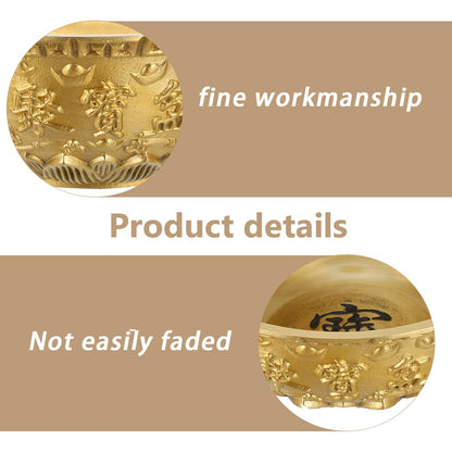 Brass Feng Shui Treasure Bowl, 3 Inch Golden Cornucopia Basin, Home Office Decor Wealth Prosperity Luck Housewarming Spring Festival Gift