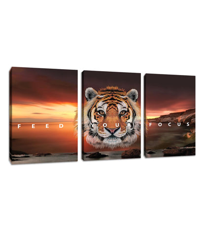 Motivational Wall Art Canvas Posters Prints 3 Pieces Yellow Tiger Wall Art Inspirational Entrepreneur Quote Office Wall Decor Canvas Art Motivation Painting Artwork Office Decoration(36''Wx 16''H)