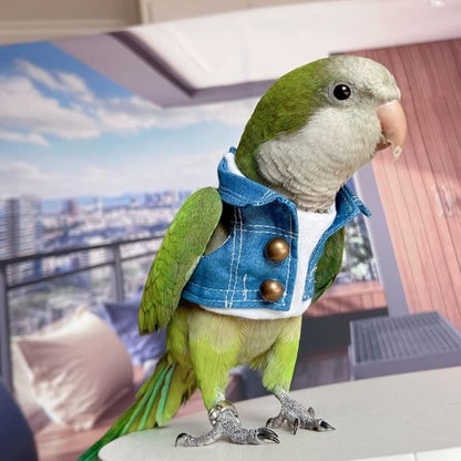 Bird Costume Bird Diaper Flight Suit Bird Jeans Fake Two Pieces Bird Clothes Cosplay Photo Prop for Parrots Lovebird Parakeet Cockatiel Small Animals Apparel (with Diaper,Hahn's Macaw)