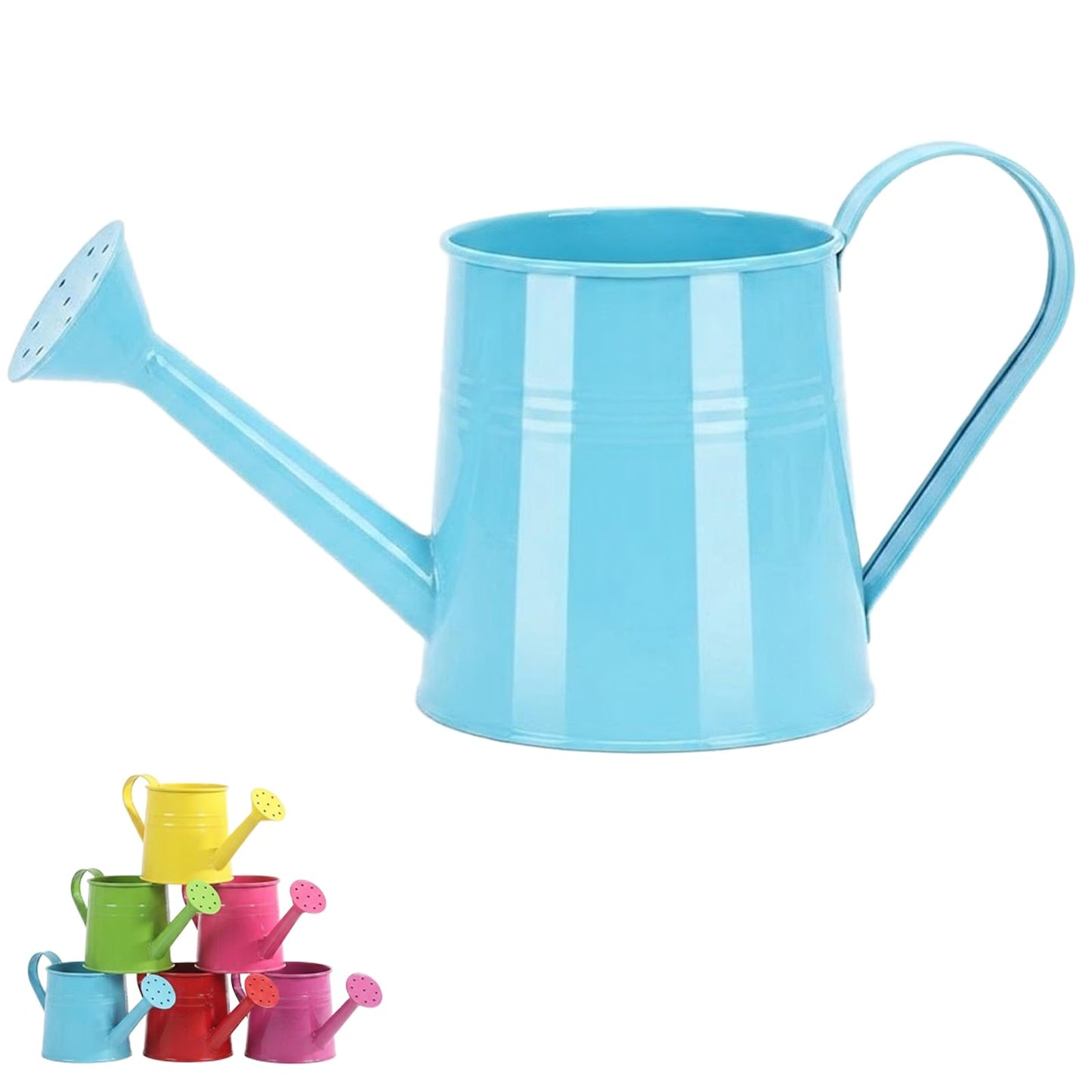 Small Metal Watering Can - 1L Metal Flower Garden Watering Can, Gardening Tool Accessories for Outdoor Indoor Plants Lawn (Blue)