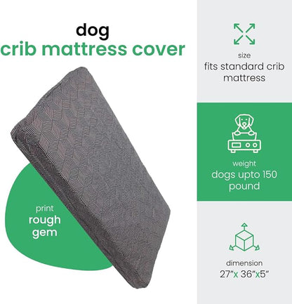 Molly Mutt Large Crib Mattress Cover - Rough Gem Print - Measures 27”x52”x5”- 100% Cotton - Durable - Breathable - Sustainable - Machine Washable Dog Bed Cover