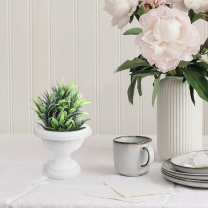 Cabilock 4pcs Flower Pot Planter Classic Traditional Urn Planter White Flower Holder Detachable Garden Succulent Container Front Porch Flowerpot