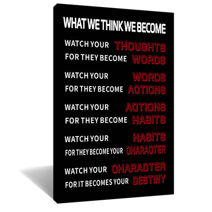 Motivational Canvas Wall Art for Office Inspirational Entrepreneur Quote Watch Yourself Poster Print Positive Picture Painting Decoration for Living Room Classroom Ready to Hang [12''W x 18''H]