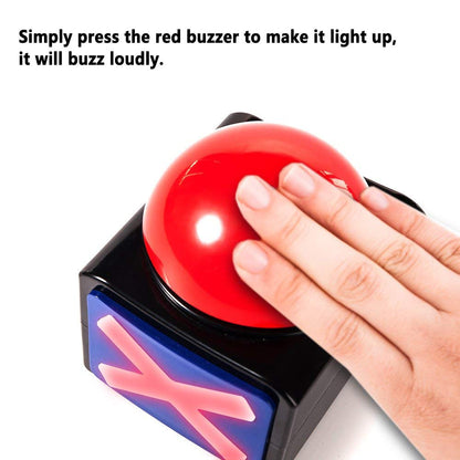 DOXISHRUKY Family Feud Buzzer, 4 Pack Game Buzzers with Lights & Sound - Quiz Buzzers for Trivia Nights, Classroom Games - Red LED & 3-Second Alarm