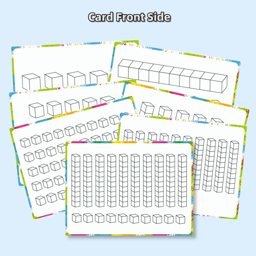 Math Task Boxes Set of 5 Math Manipulatives Themes 230+ Pieces of Number Rods, Base Ten Blocks, Ten Frame Disc Counters, Place Value Blocks, 0-9 Numbers, 3D Shapes, Activity Cards (Base Ten Blocks)