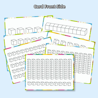 Math Task Boxes Set of 5 Math Manipulatives Themes 230+ Pieces of Number Rods, Base Ten Blocks, Ten Frame Disc Counters, Place Value Blocks, 0-9 Numbers, 3D Shapes, Activity Cards (Base Ten Blocks)
